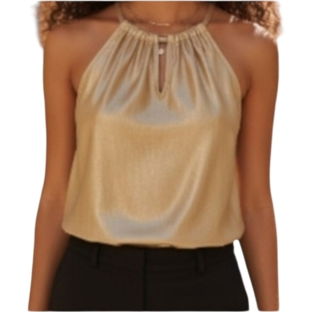 INC International Concepts Gold Halter Blouse